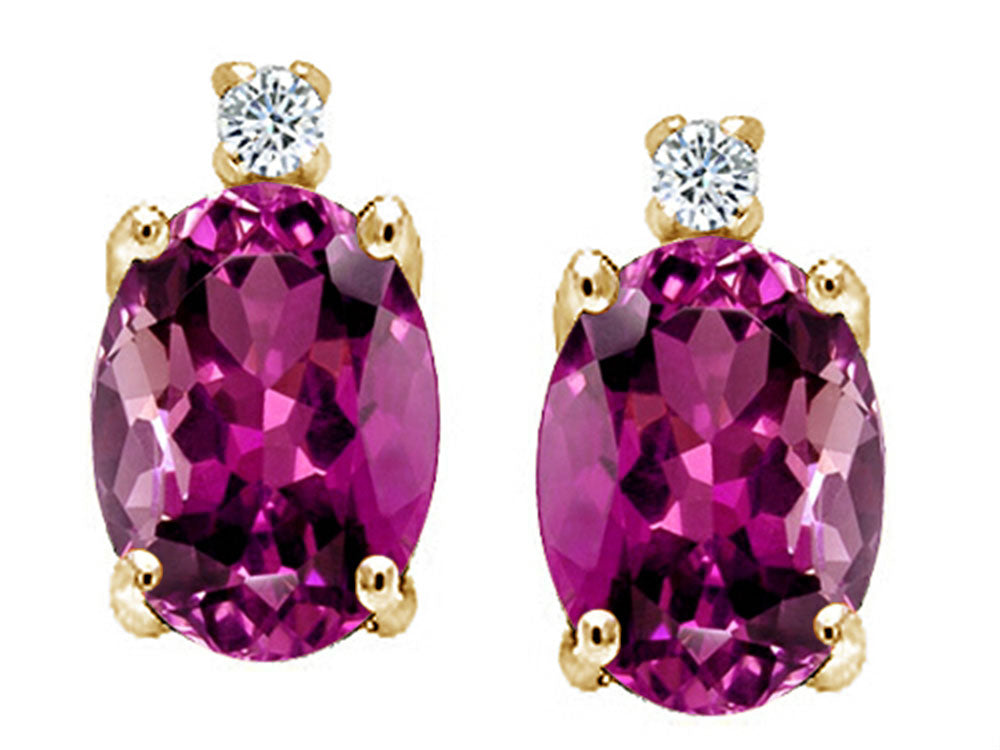 Tommaso Design™ Oval 8x6mm Genuine Rhodolite Earrings