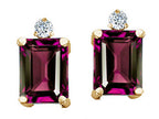 Tommaso Design™ Emerald Cut 8x6mm Genuine Rhodolite Earrings