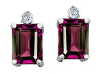 Tommaso Design™ Emerald Cut 8x6mm Genuine Rhodolite Earrings