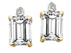 Tommaso Design™ Emerald Cut 8x6mm Genuine White Topaz Earrings