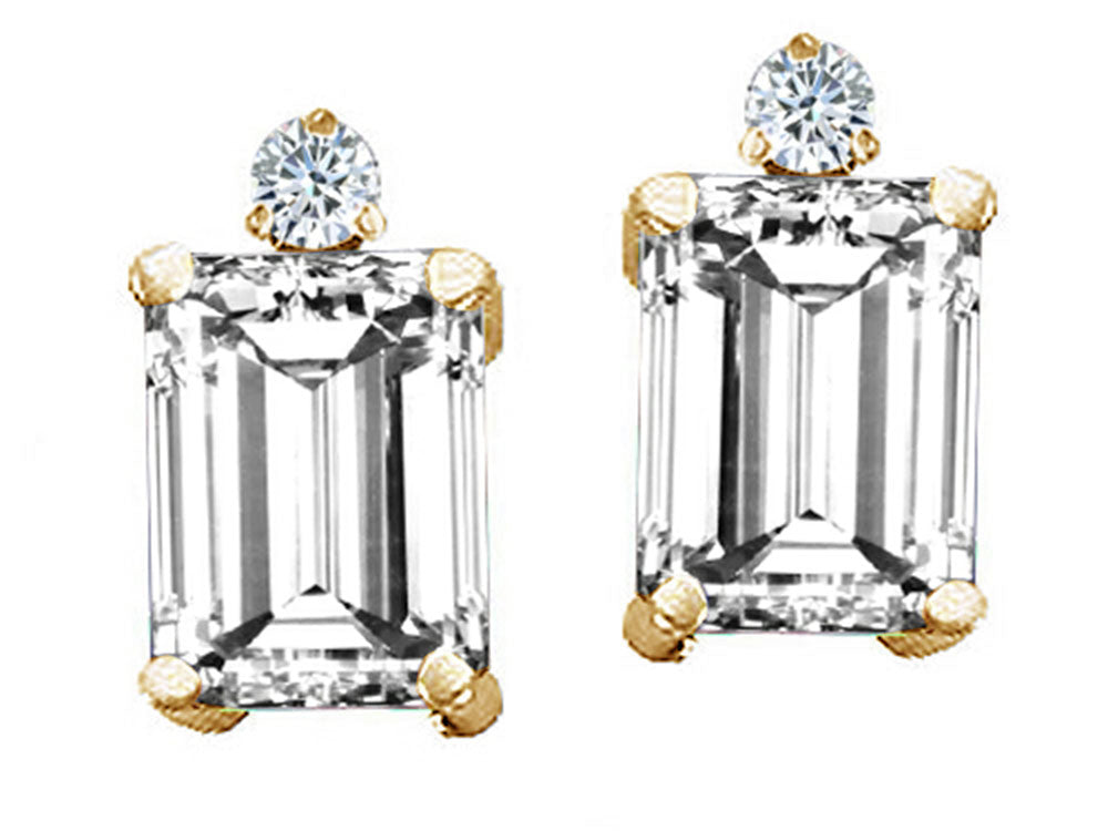 Tommaso Design™ Emerald Cut 8x6mm Genuine White Topaz Earrings