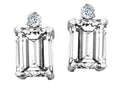 Tommaso Design™ Emerald Cut 8x6mm Genuine White Topaz Earrings