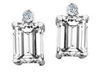 Tommaso Design™ Emerald Cut 8x6mm Genuine White Topaz Earrings