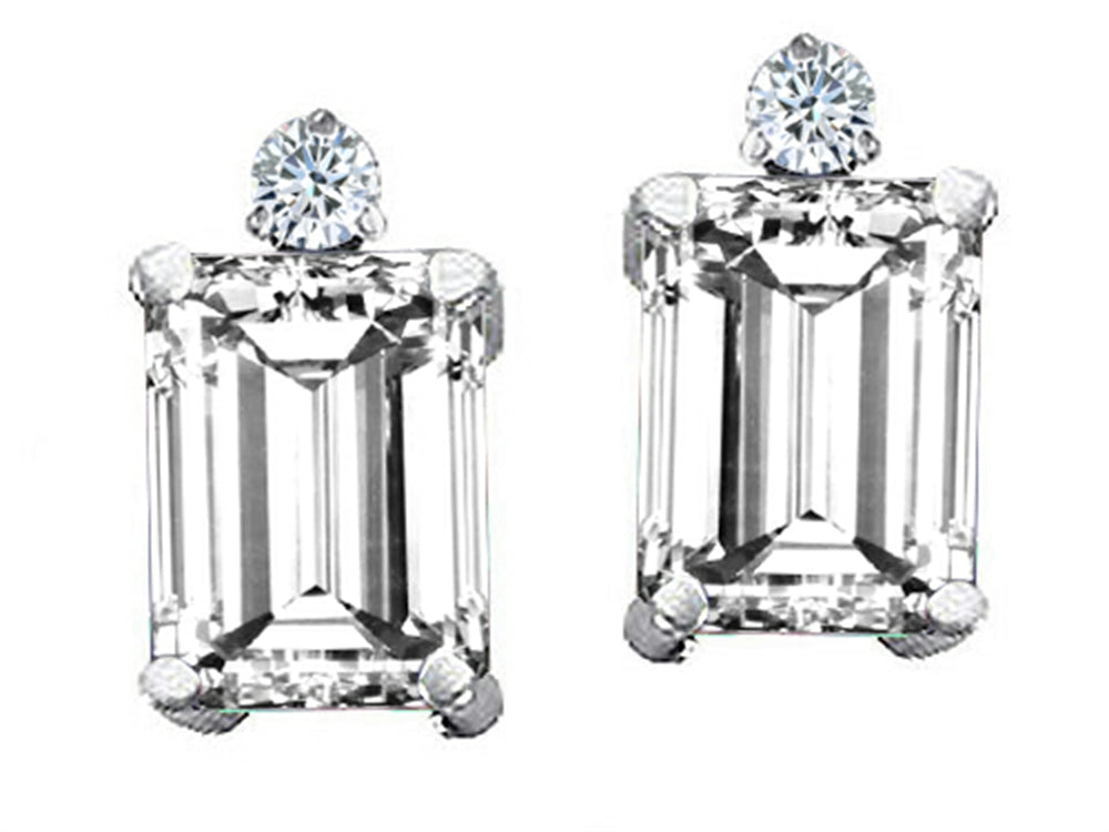 Tommaso Design™ Emerald Cut 8x6mm Genuine White Topaz Earrings