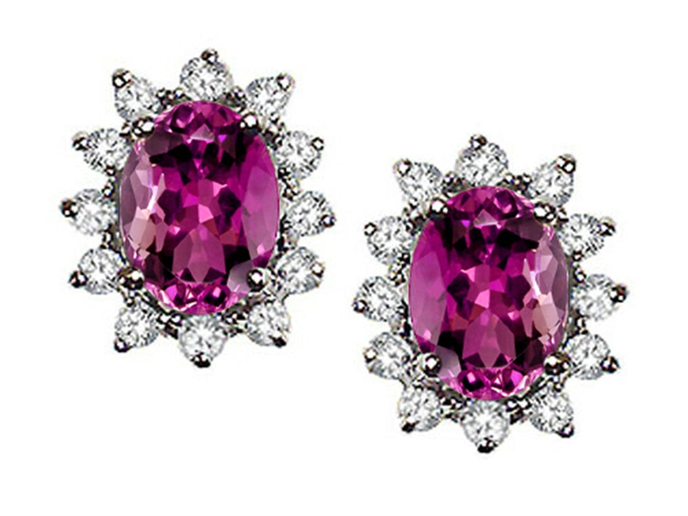 Tommaso Design™ Oval 8x6 mm Genuine Rhodolite Earrings
