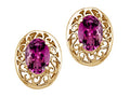 Tommaso Design™ Oval 6x4mm Genuine Rhodolite Earrings