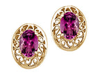 Tommaso Design™ Oval 6x4mm Genuine Rhodolite Earrings