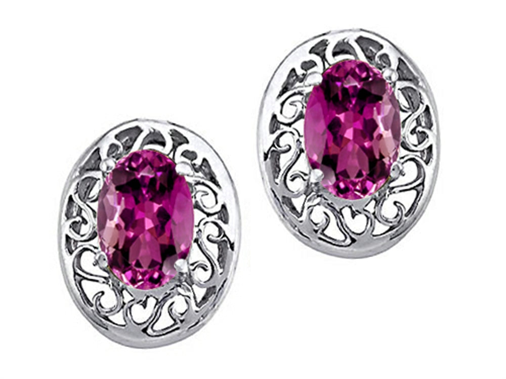 Tommaso Design™ Oval 6x4mm Genuine Rhodolite Earrings