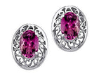 Tommaso Design™ Oval 6x4mm Genuine Rhodolite Earrings
