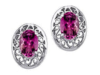 Tommaso Design™ Oval 6x4mm Genuine Rhodolite Earrings