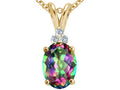 Tommaso Design™ Oval 10x8mm Mystic Rainbow Topaz Pendant