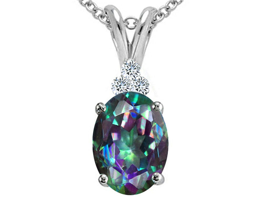 Tommaso Design™ Oval 10x8mm Mystic Rainbow Topaz Pendant