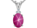 Tommaso Design™ Oval 9x7 mm Created Star Ruby Pendant Necklace