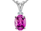 Tommaso Design™ Oval 10x8 mm Created Pink Sapphire Pendant Necklace