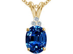 Tommaso Design™ Oval 10x8mm Created Blue Sapphire Pendant Necklace