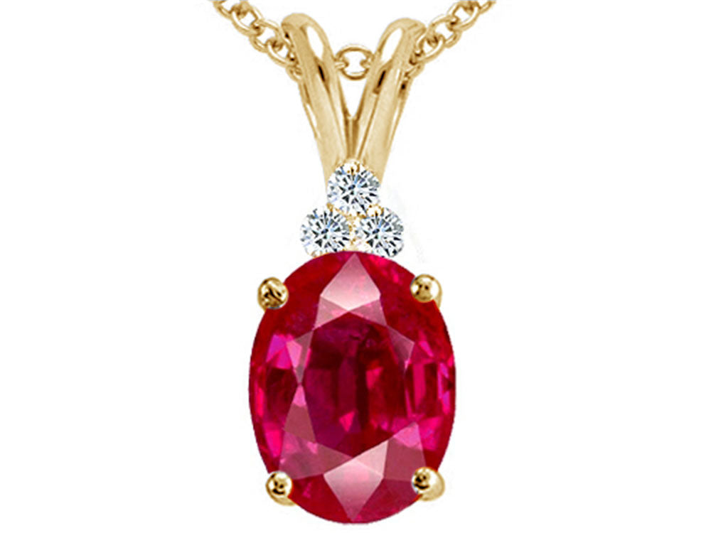 Tommaso Design™ Oval 10x8mm Created Ruby Pendant Necklace