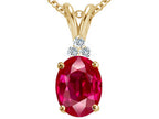 Tommaso Design™ Oval 10x8mm Created Ruby Pendant Necklace