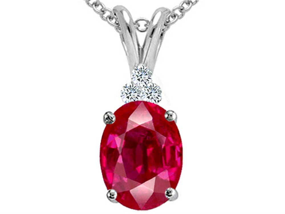 Tommaso Design™ Oval 10x8mm Created Ruby Pendant Necklace