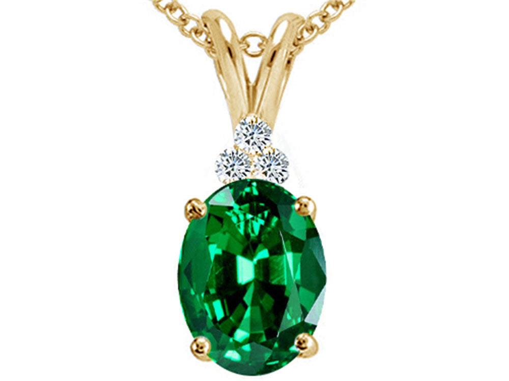 Tommaso Design™ Oval 10x8mm Simulated Emerald Pendant Necklace