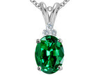 Tommaso Design™ Oval 10x8mm Simulated Emerald Pendant Necklace