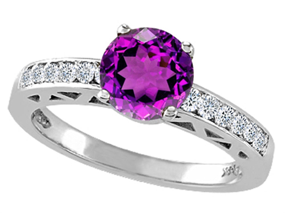 Tommaso Design Genuine Amethyst Solitaire Engagement Ring