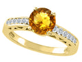 Tommaso Design Round 7mm Genuine Citrine Solitaire Engagement Ring