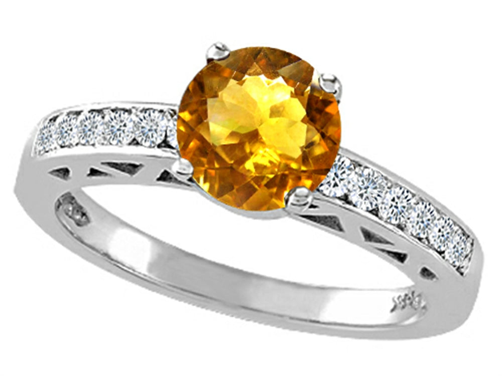 Tommaso Design Round 7mm Genuine Citrine Solitaire Engagement Ring
