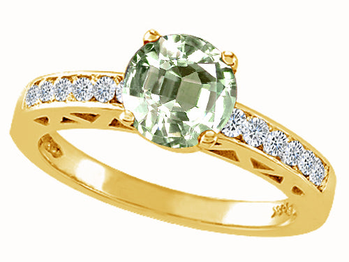 Tommaso Design Round 7mm Green Amethyst Solitaire Engagement Ring