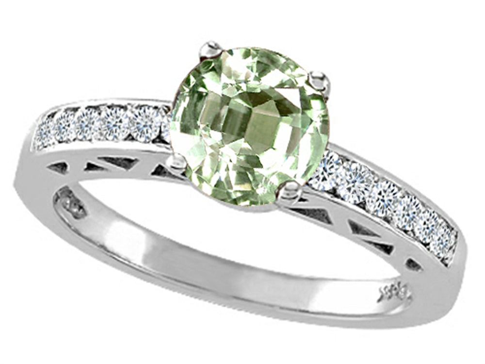 Tommaso Design Round 7mm Green Amethyst Solitaire Engagement Ring