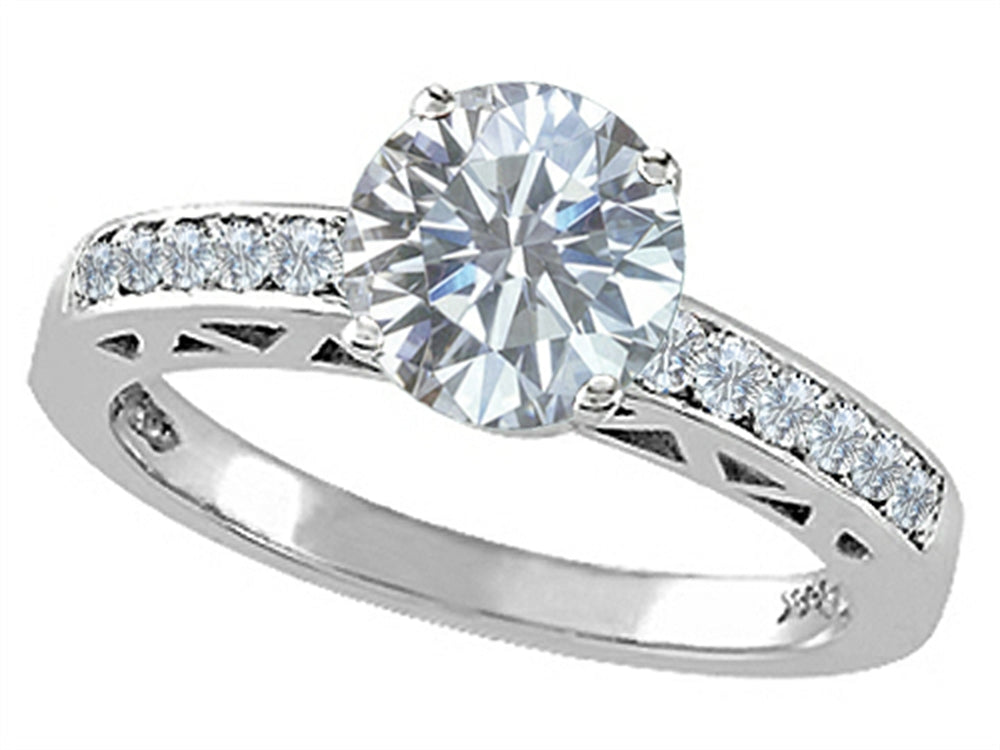 Tommaso Design Round 7mm Genuine White Topaz Solitaire Engagement Ring