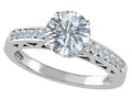 Tommaso Design Round 7mm Genuine White Topaz Solitaire Engagement Ring