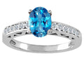 Tommaso Design™ Oval 7x5mm Genuine Blue Topaz Solitaire Engagement Ring