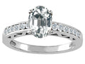 Tommaso Design Oval 7x5mm Genuine White Topaz Solitaire Engagement Ring