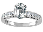 Tommaso Design Oval 7x5mm Genuine White Topaz Solitaire Engagement Ring