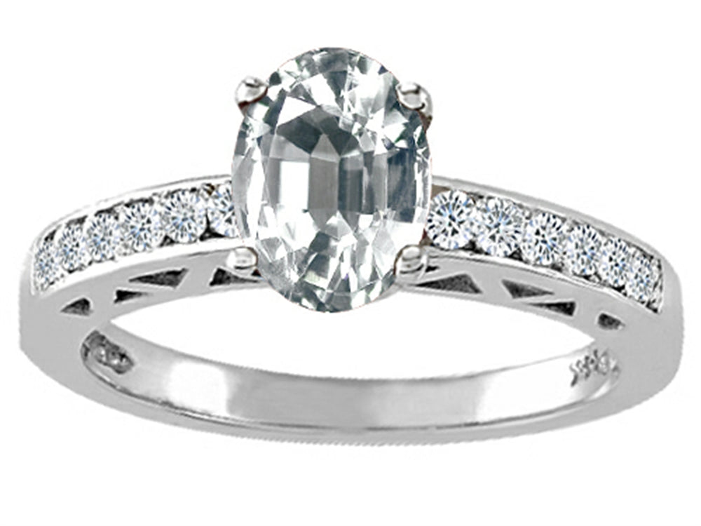 Tommaso Design Oval 7x5mm Genuine White Topaz Solitaire Engagement Ring