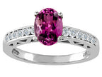 Tommaso Design Oval 7x5mm Genuine Rhodolite Solitaire Engagement Ring