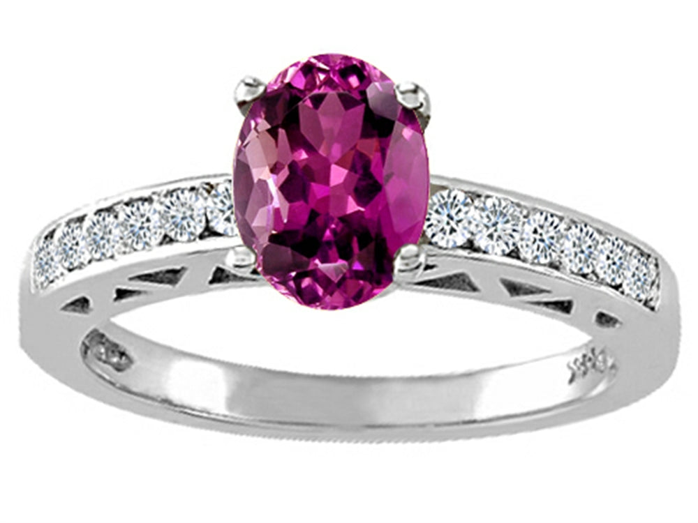 Tommaso Design Oval 7x5mm Genuine Rhodolite Solitaire Engagement Ring