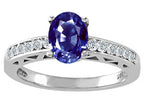 Tommaso Design Oval 7x5mm Genuine Iolite Solitaire Engagement Ring