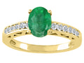 Tommaso Design Genuine Emerald Solitaire Engagement Ring