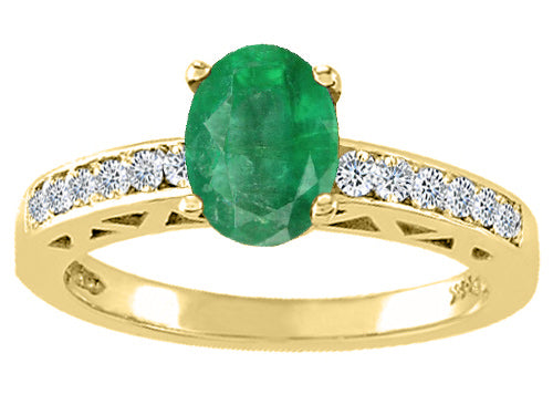 Tommaso Design Genuine Emerald Solitaire Engagement Ring