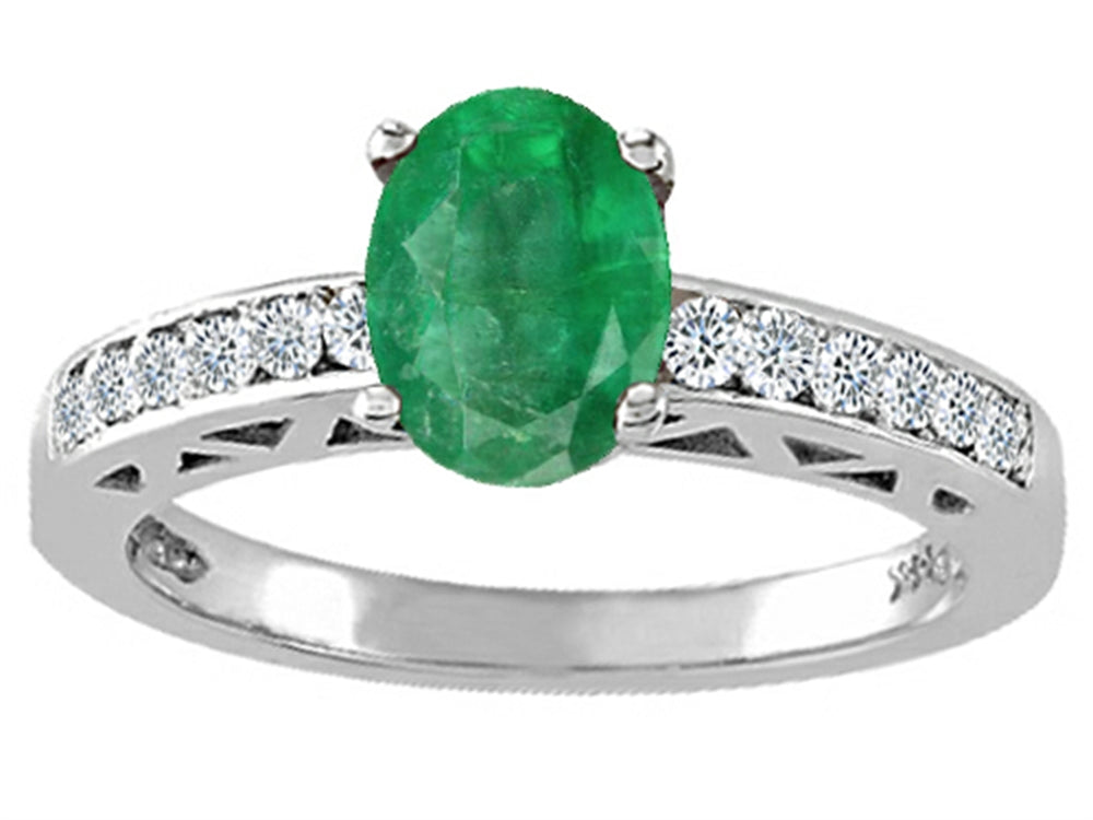 Tommaso Design Genuine Emerald Solitaire Engagement Ring