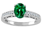 Tommaso Design Oval 7x5mm Simulated Emerald Solitaire Engagement Ring