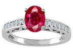 Tommaso Design  Oval 7x5mm Created Ruby Solitaire Engagement Ring