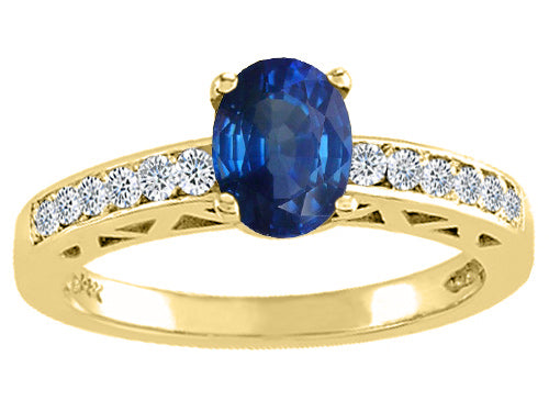 Tommaso Design Genuine Sapphire Solitaire Engagement Ring