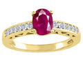 Tommaso Design Genuine Ruby and Diamond Solitaire Engagement Ring