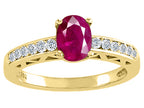 Tommaso Design Genuine Ruby and Diamond Solitaire Engagement Ring