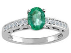 Tommaso Design Genuine Emerald Solitaire Engagement Ring