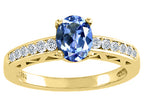 Tommaso Design Oval 7x5mm Genuine Tanzanite Solitaire Engagement Ring