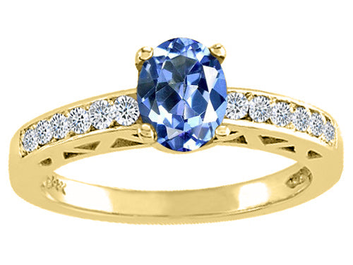 Tommaso Design Oval 7x5mm Genuine Tanzanite Solitaire Engagement Ring