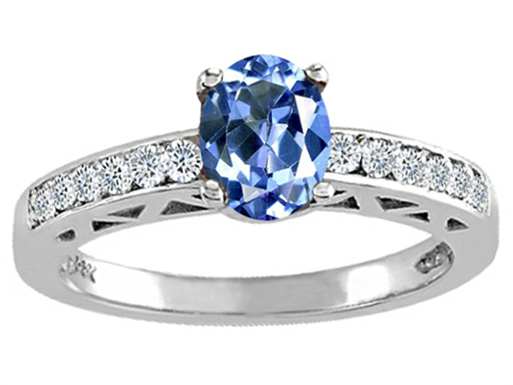 Tommaso Design Oval 7x5mm Genuine Tanzanite Solitaire Engagement Ring